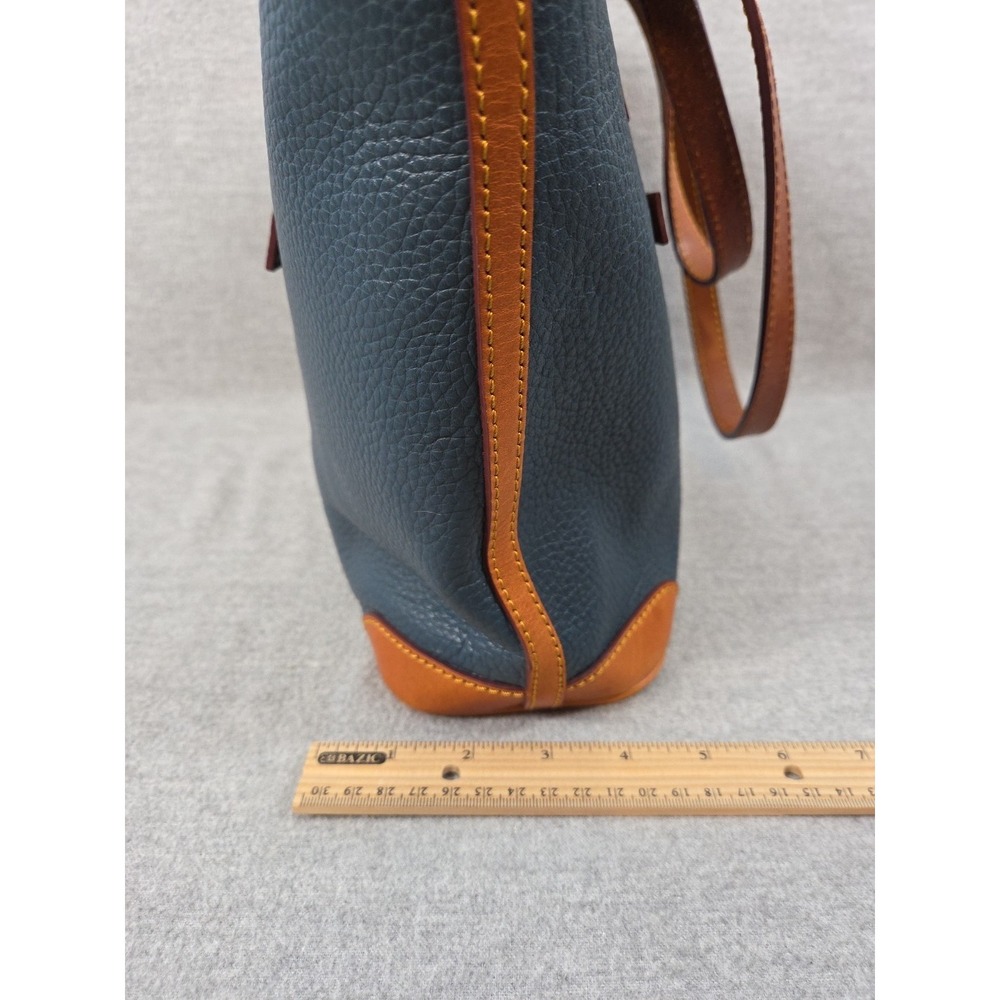 Dooney & Bourke Charleston Tote Bag Navy Blue Pebbled Leather Purse Handbag Logo - Picture 6 of 12
